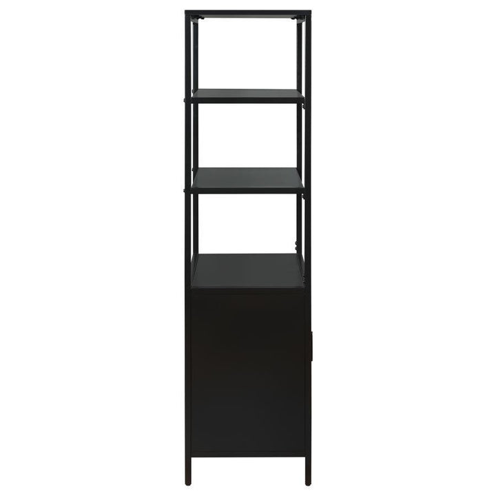 Amherst - 3 - Shelf Radio Weave Cane Metal Accent Cabinet - Black Accent Cabinet modern furniture Contempo Furniture