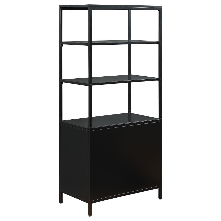 Amherst - 3 - Shelf Radio Weave Cane Metal Accent Cabinet - Black Accent Cabinet modern furniture Contempo Furniture