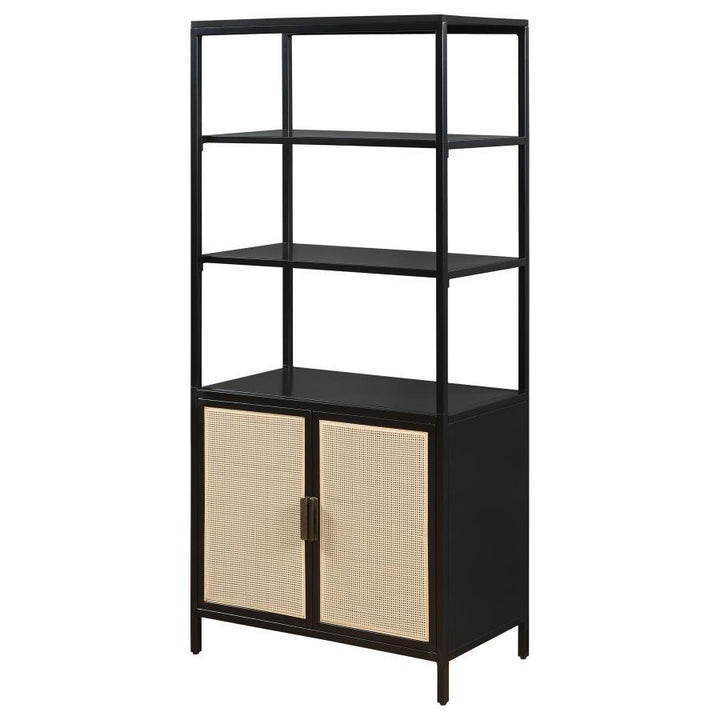 Amherst - 3 - Shelf Radio Weave Cane Metal Accent Cabinet - Black Accent Cabinet modern furniture Contempo Furniture