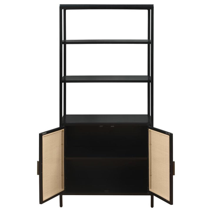 Amherst - 3 - Shelf Radio Weave Cane Metal Accent Cabinet - Black Accent Cabinet modern furniture Contempo Furniture