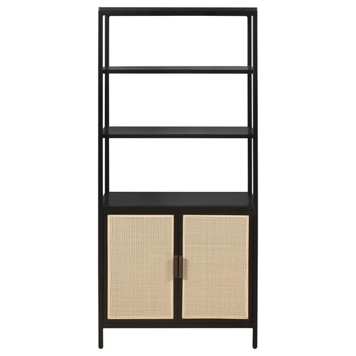 Amherst - 3 - Shelf Radio Weave Cane Metal Accent Cabinet - Black Accent Cabinet modern furniture Contempo Furniture