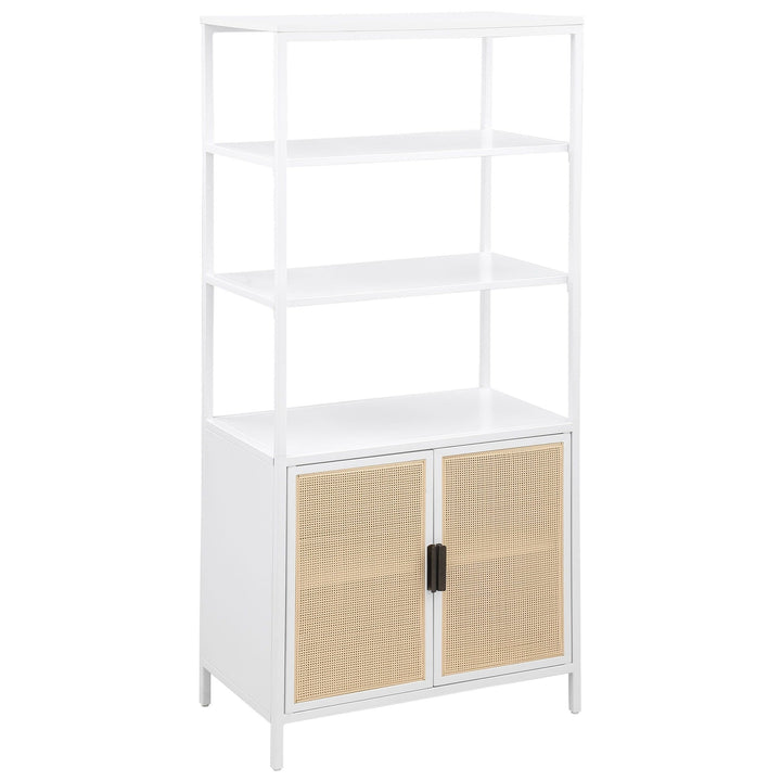 Amherst - 3 - Shelf Radio Weave Cane Metal Accent Cabinet - White Accent Cabinet modern furniture Contempo Furniture