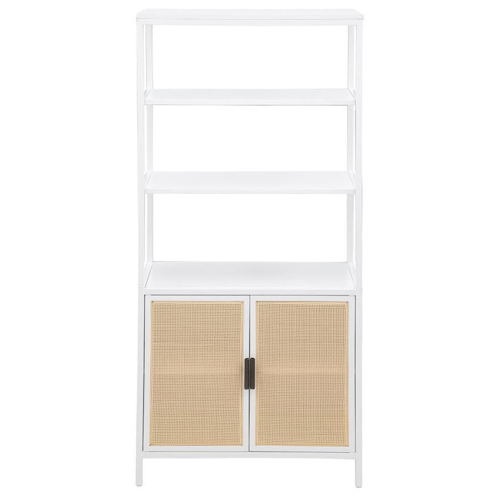 Amherst - 3 - Shelf Radio Weave Cane Metal Accent Cabinet - White Accent Cabinet modern furniture Contempo Furniture