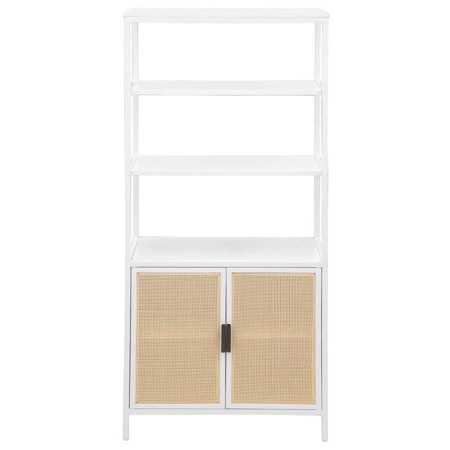 Amherst - 3 - Shelf Radio Weave Cane Metal Accent Cabinet - White Accent Cabinet modern furniture Contempo Furniture