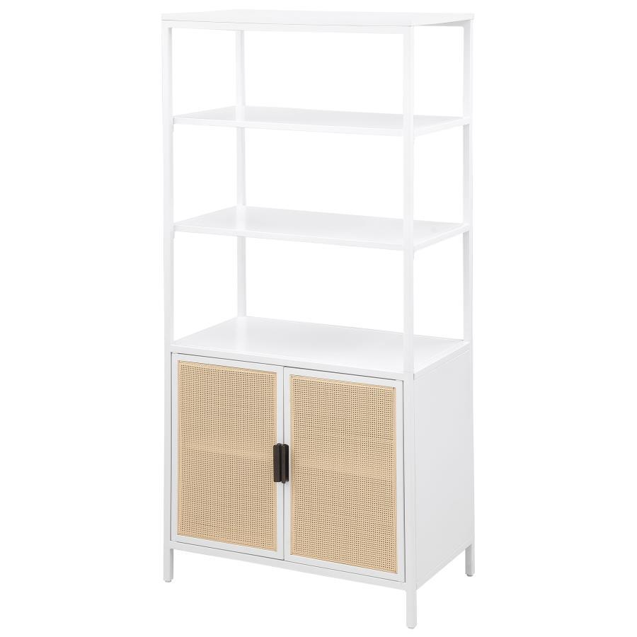 Amherst - 3 - Shelf Radio Weave Cane Metal Accent Cabinet - White Accent Cabinet modern furniture Contempo Furniture