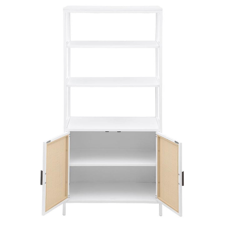 Amherst - 3 - Shelf Radio Weave Cane Metal Accent Cabinet - White Accent Cabinet modern furniture Contempo Furniture