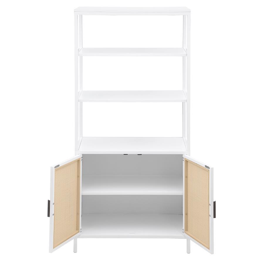Amherst - 3 - Shelf Radio Weave Cane Metal Accent Cabinet - White Accent Cabinet modern furniture Contempo Furniture