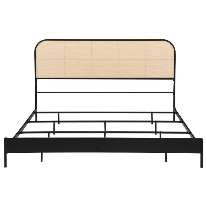 Amherst - Radio Weave Rattan Metal Eastern King Bed - Black Panel Bed modern furniture Contempo Furniture
