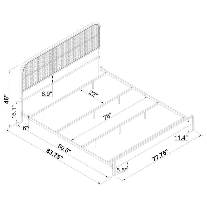 Amherst - Radio Weave Rattan Metal Eastern King Bed - Black Panel Bed modern furniture Contempo Furniture