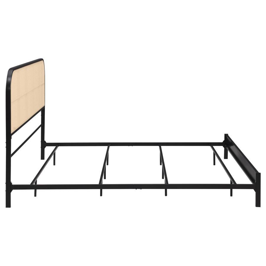 Amherst - Radio Weave Rattan Metal Eastern King Bed - Black Panel Bed modern furniture Contempo Furniture