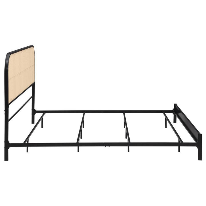 Amherst - Radio Weave Rattan Metal Eastern King Bed - Black Panel Bed modern furniture Contempo Furniture