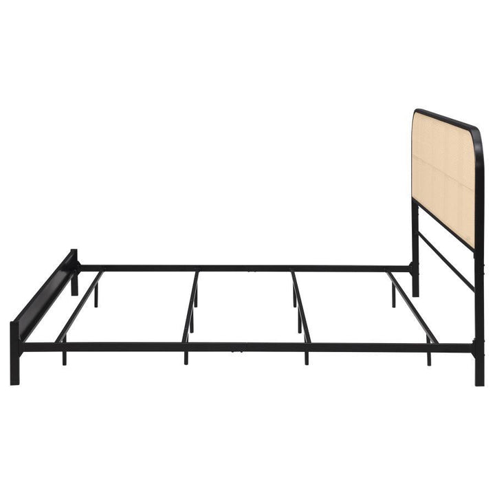 Amherst - Radio Weave Rattan Metal Eastern King Bed - Black Panel Bed modern furniture Contempo Furniture