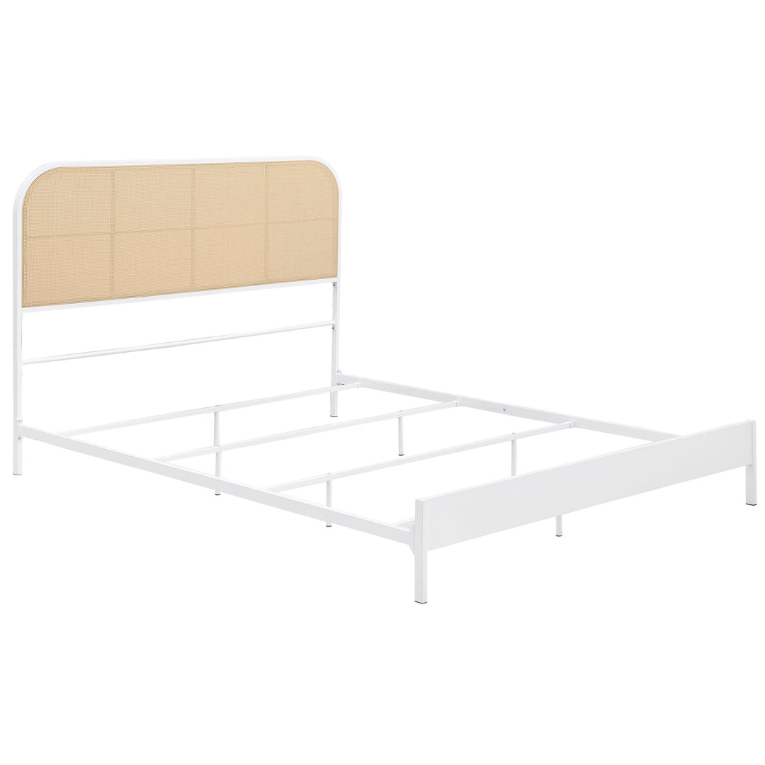Amherst - Radio Weave Rattan Metal Eastern King Bed - White Panel Bed modern furniture Contempo Furniture