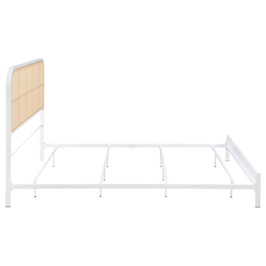Amherst - Radio Weave Rattan Metal Eastern King Bed - White Panel Bed modern furniture Contempo Furniture