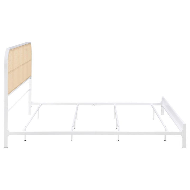 Amherst - Radio Weave Rattan Metal Eastern King Bed - White Panel Bed modern furniture Contempo Furniture