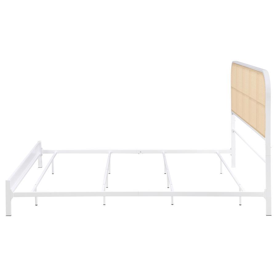 Amherst - Radio Weave Rattan Metal Eastern King Bed - White Panel Bed modern furniture Contempo Furniture