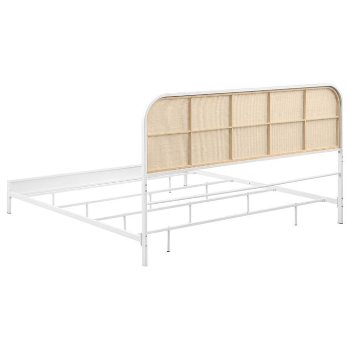 Amherst - Radio Weave Rattan Metal Eastern King Bed - White Panel Bed modern furniture Contempo Furniture