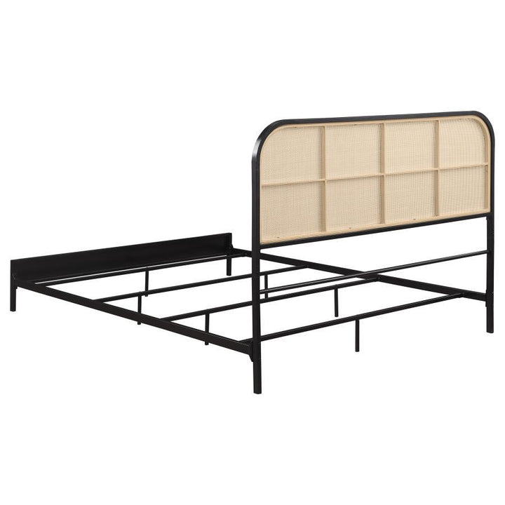 Amherst - Radio Weave Rattan Metal Queen Bed - Black Panel Bed modern furniture Contempo Furniture