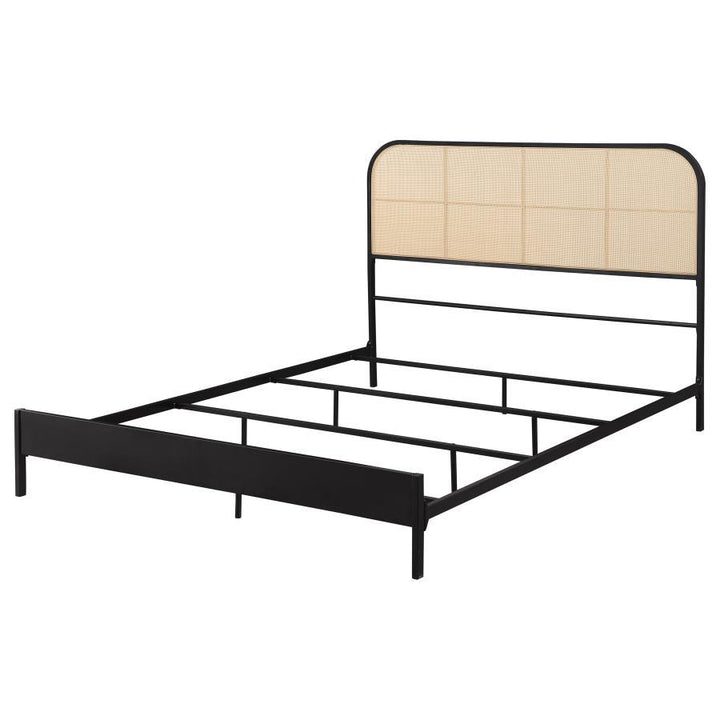 Amherst - Radio Weave Rattan Metal Queen Bed - Black Panel Bed modern furniture Contempo Furniture