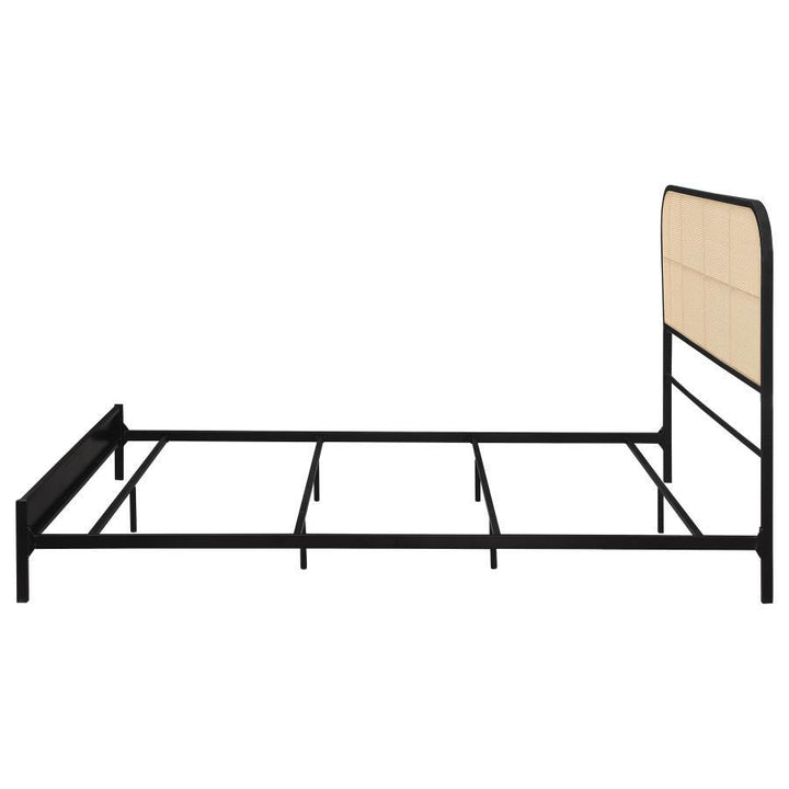 Amherst - Radio Weave Rattan Metal Queen Bed - Black Panel Bed modern furniture Contempo Furniture