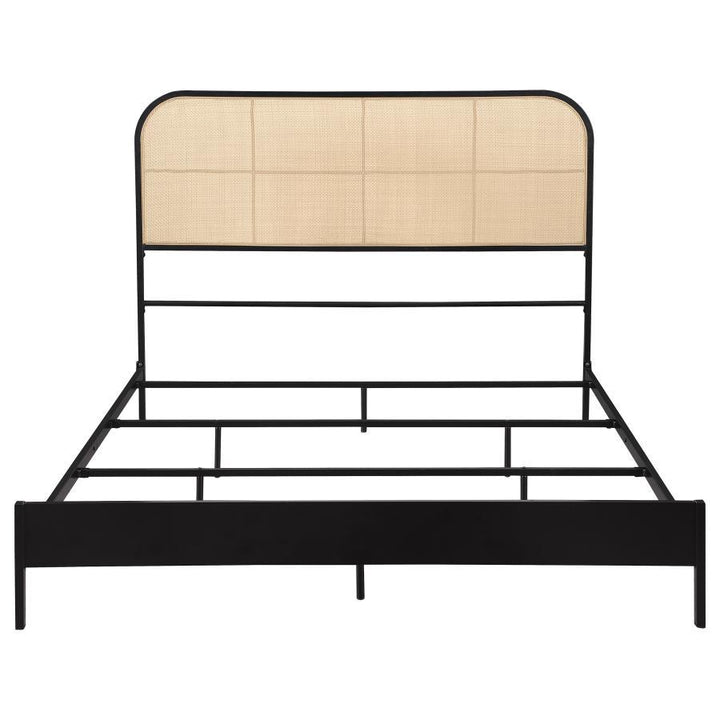 Amherst - Radio Weave Rattan Metal Queen Bed - Black Panel Bed modern furniture Contempo Furniture