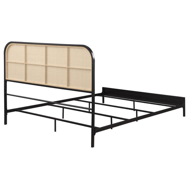 Amherst - Radio Weave Rattan Metal Queen Bed - Black Panel Bed modern furniture Contempo Furniture