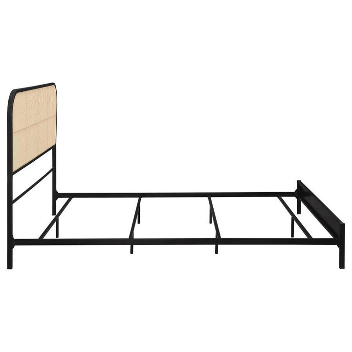 Amherst - Radio Weave Rattan Metal Queen Bed - Black Panel Bed modern furniture Contempo Furniture
