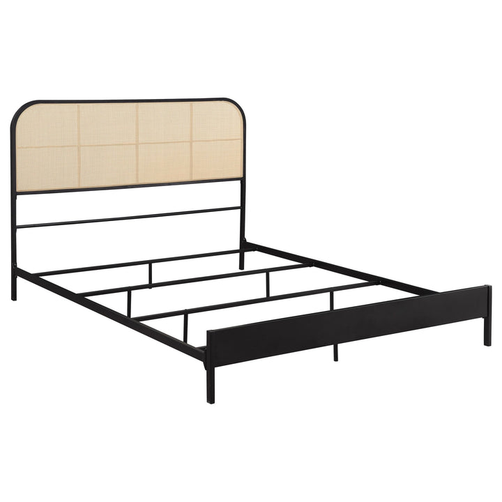 Amherst - Radio Weave Rattan Metal Queen Bed - Black Panel Bed modern furniture Contempo Furniture
