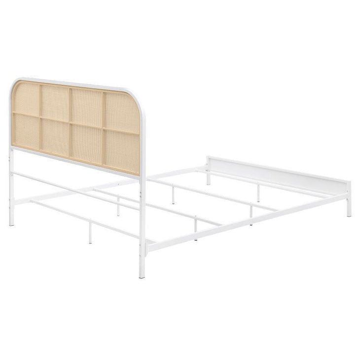 Amherst - Radio Weave Rattan Metal Queen Bed - White Panel Bed modern furniture Contempo Furniture