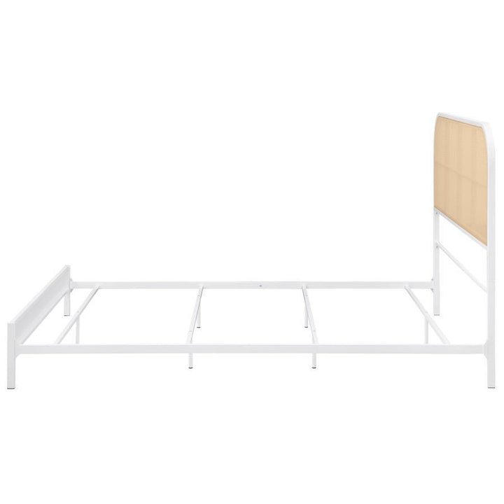 Amherst - Radio Weave Rattan Metal Queen Bed - White Panel Bed modern furniture Contempo Furniture