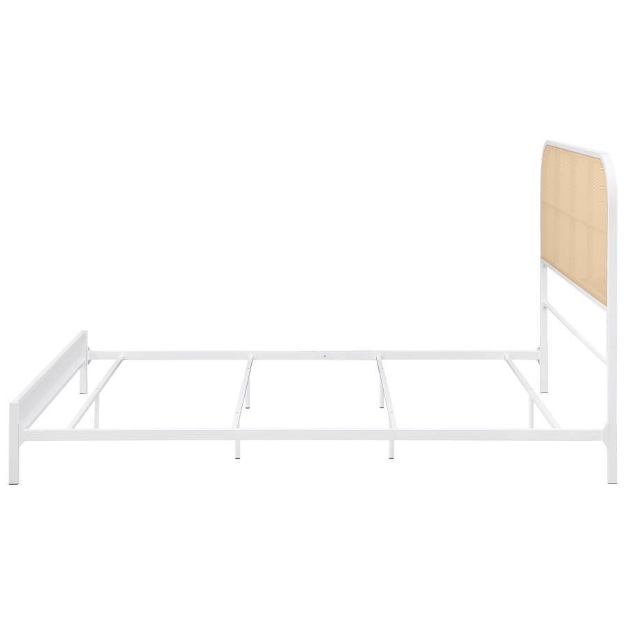 Amherst - Radio Weave Rattan Metal Queen Bed - White Panel Bed modern furniture Contempo Furniture