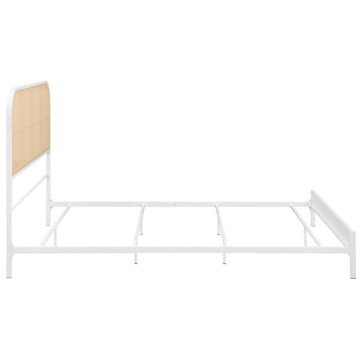 Amherst - Radio Weave Rattan Metal Queen Bed - White Panel Bed modern furniture Contempo Furniture