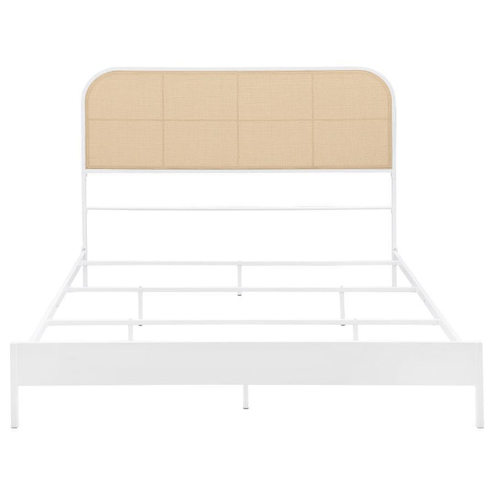 Amherst - Radio Weave Rattan Metal Queen Bed - White Panel Bed modern furniture Contempo Furniture