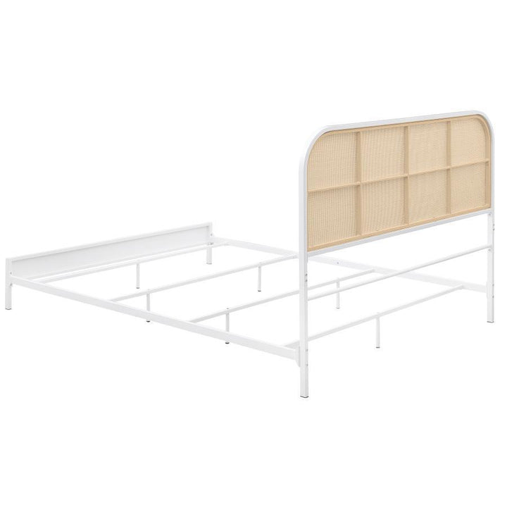 Amherst - Radio Weave Rattan Metal Queen Bed - White Panel Bed modern furniture Contempo Furniture