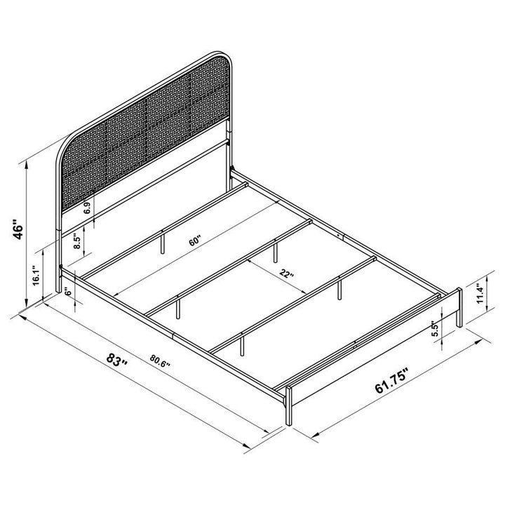 Amherst - Radio Weave Rattan Metal Queen Bed - White Panel Bed modern furniture Contempo Furniture