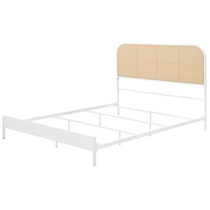 Amherst - Radio Weave Rattan Metal Queen Bed - White Panel Bed modern furniture Contempo Furniture
