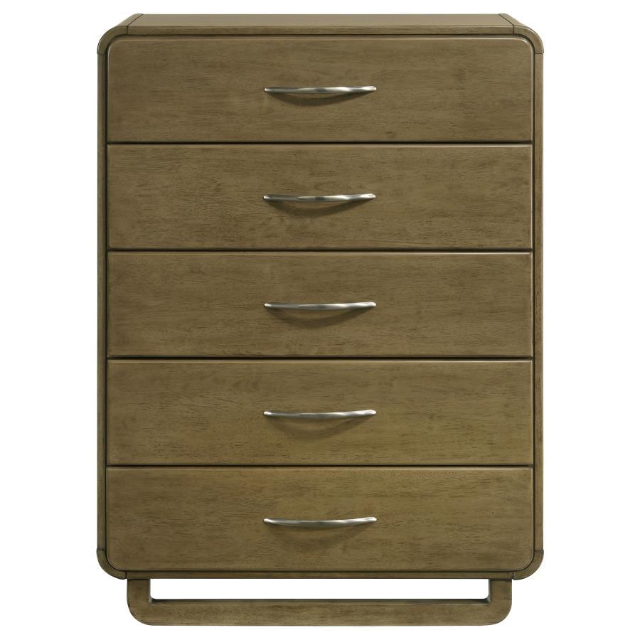 Amsbury - 5 - Drawer Chest Of Drawers - Nutmeg Accent Chest modern furniture Contempo Furniture