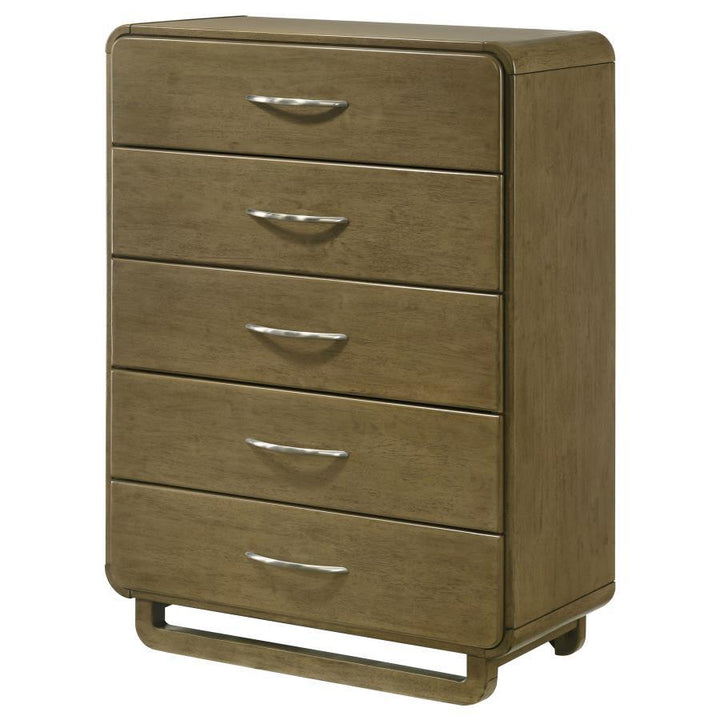 Amsbury - 5 - Drawer Chest Of Drawers - Nutmeg Accent Chest modern furniture Contempo Furniture