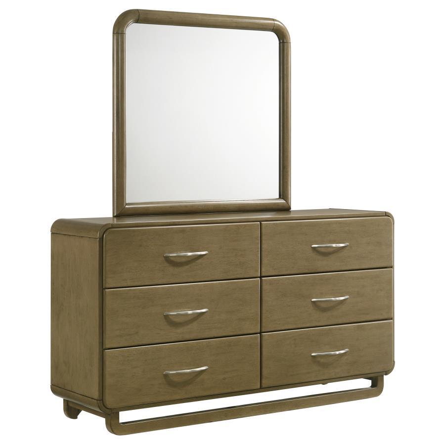 Amsbury - 6 - Drawer Dresser And Mirror - Nutmeg Dresser & Mirror modern furniture Contempo Furniture
