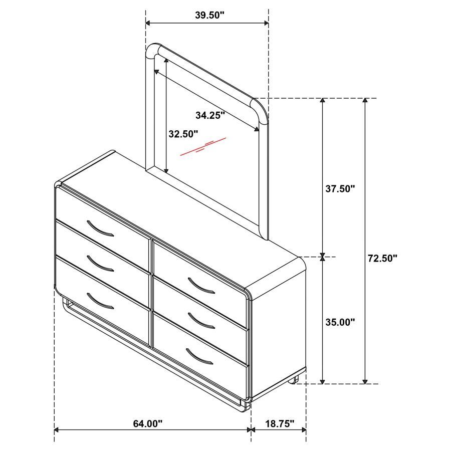 Amsbury - 6 - Drawer Dresser And Mirror - Nutmeg Dresser & Mirror modern furniture Contempo Furniture