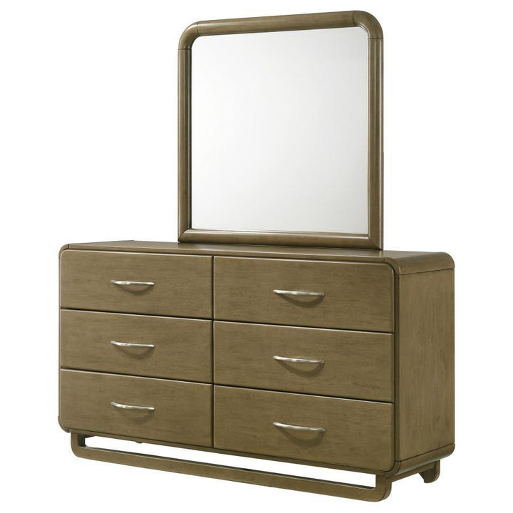 Amsbury - 6 - Drawer Dresser And Mirror - Nutmeg Dresser &amp; Mirror modern furniture Contempo Furniture