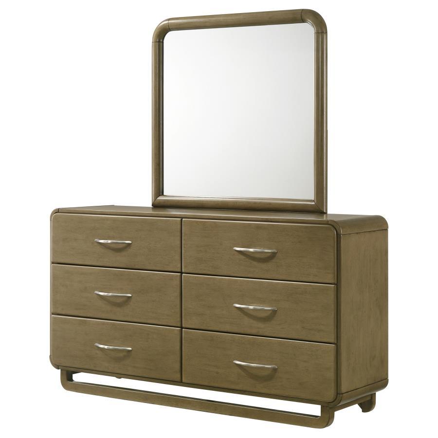 Amsbury - 6 - Drawer Dresser And Mirror - Nutmeg Dresser & Mirror modern furniture Contempo Furniture