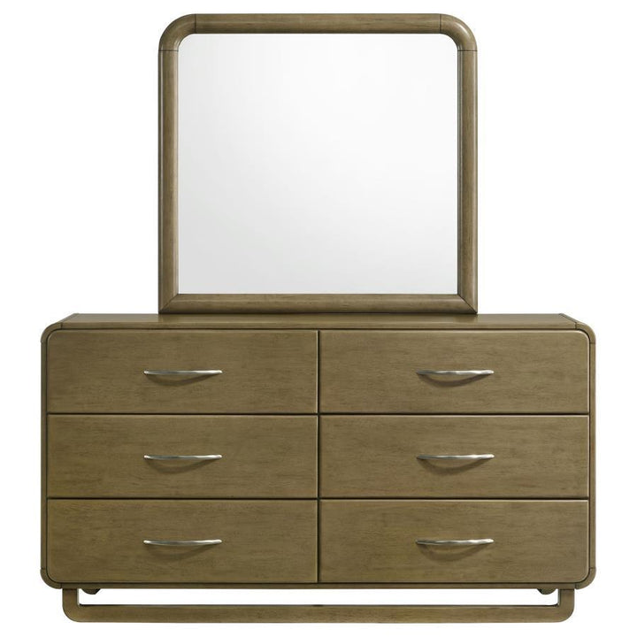 Amsbury - 6 - Drawer Dresser And Mirror - Nutmeg Dresser &amp; Mirror modern furniture Contempo Furniture