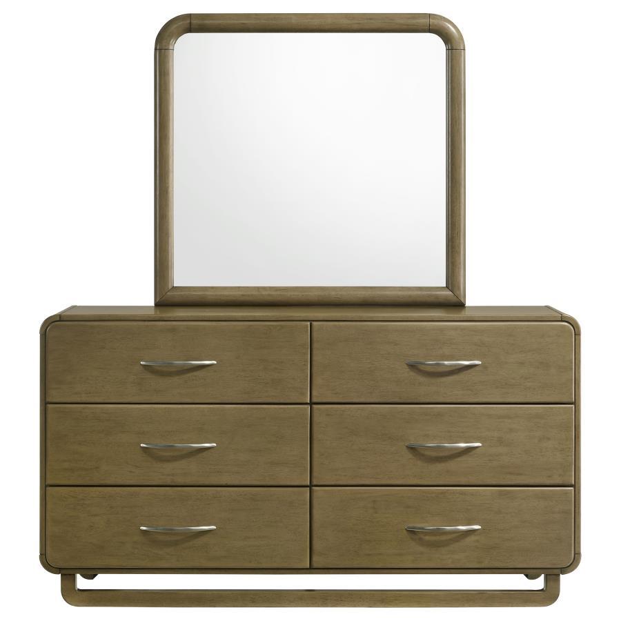 Amsbury - 6 - Drawer Dresser And Mirror - Nutmeg Dresser & Mirror modern furniture Contempo Furniture