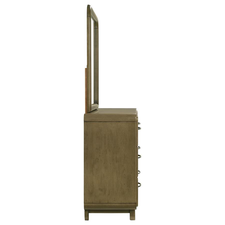 Amsbury - 6 - Drawer Dresser And Mirror - Nutmeg Dresser & Mirror modern furniture Contempo Furniture