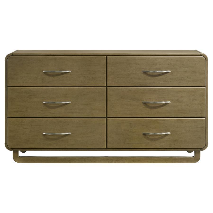 Amsbury - 6 - Drawer Dresser Cabinet - Nutmeg Dressers modern furniture Contempo Furniture