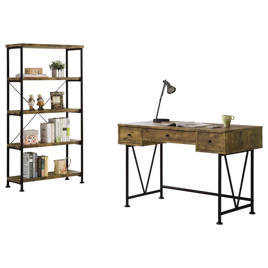 Analiese - 2 Piece Computer Desk Bookcase Set - Rustic Nutmeg 2 - Piece Home Office Set modern furniture Contempo Furniture