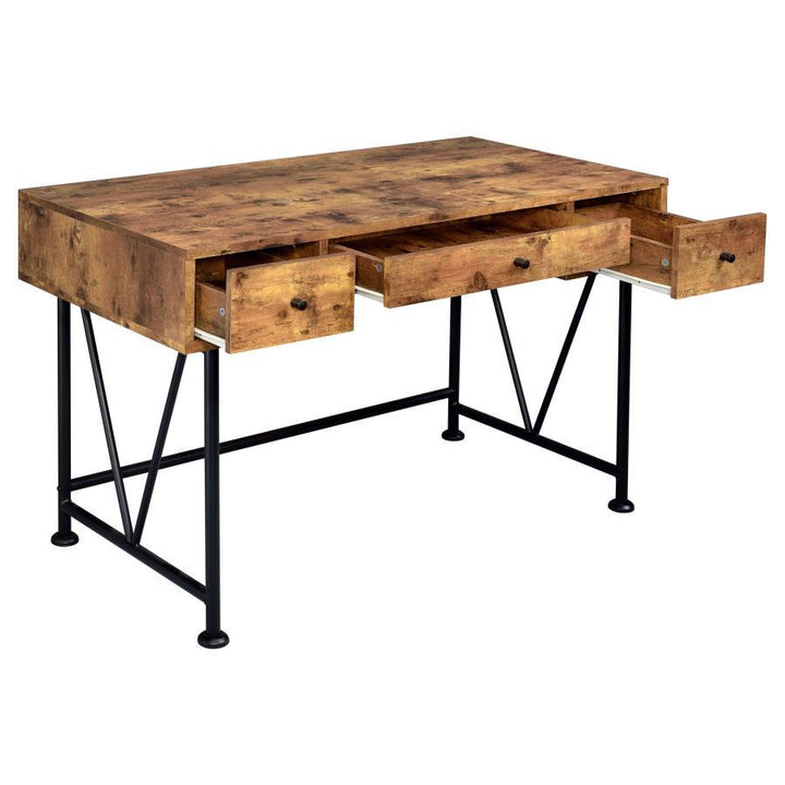 Analiese - 3 - Drawer Writing Desk - Rustic Nutmeg Writing Desk modern furniture Contempo Furniture
