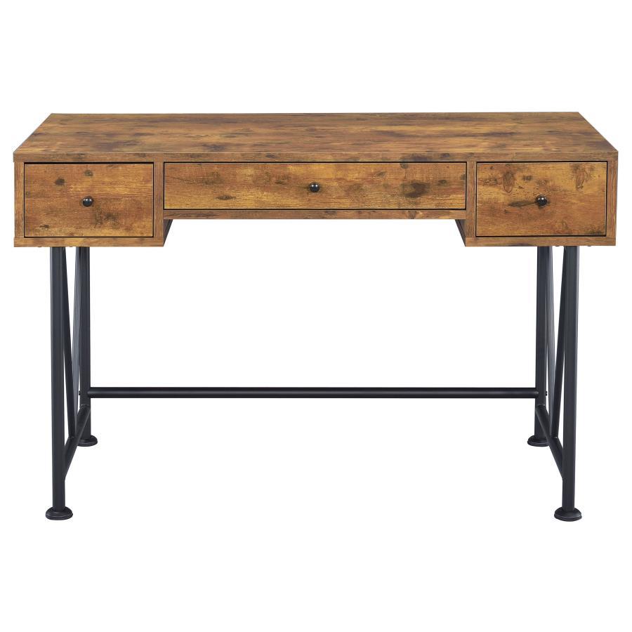 Analiese - 3 - Drawer Writing Desk - Rustic Nutmeg Writing Desk modern furniture Contempo Furniture