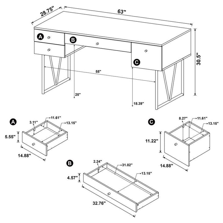 Analiese - 4 - Drawer Writing Desk - Gray Driftwood Writing Desk modern furniture Contempo Furniture